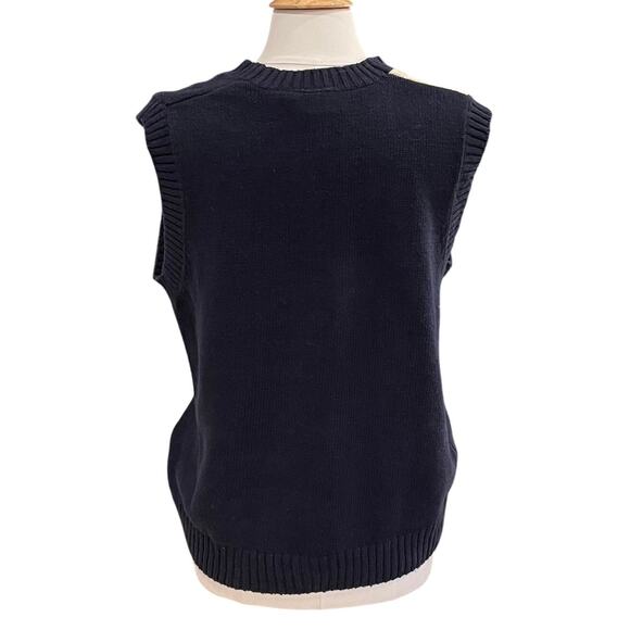 Lauren Gayle Navy, Red, Christmas Patchwork Sweater Vest, Nutcracker, Holly, M - Picture 4 of 15